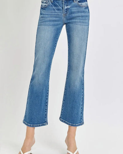 RISEN Full Size Low Rise Crop Flare Jeans Plus Size - THE AMERICAN BLUE
