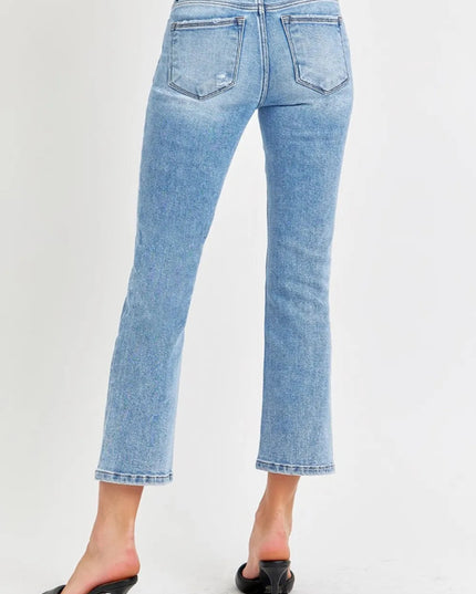 RISEN Full Size Low Rise Crop Slim Straight Jeans - THE AMERICAN BLUE