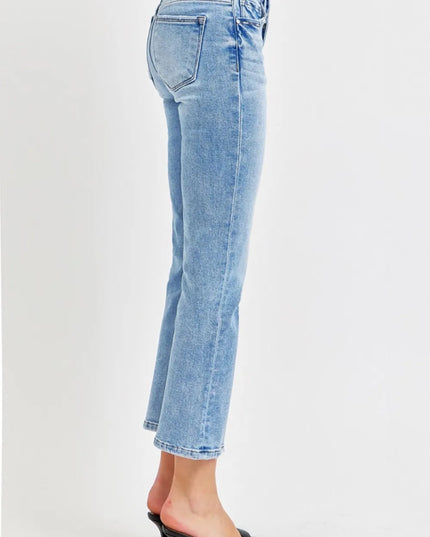 RISEN Full Size Low Rise Crop Slim Straight Jeans - THE AMERICAN BLUE