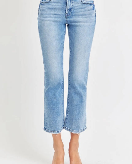 RISEN Full Size Low Rise Crop Slim Straight Jeans - THE AMERICAN BLUE