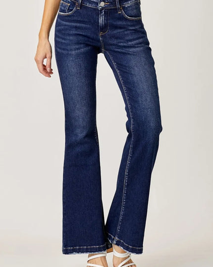 RISEN Full Size Low Rise Flare Jeans - THE AMERICAN BLUE
