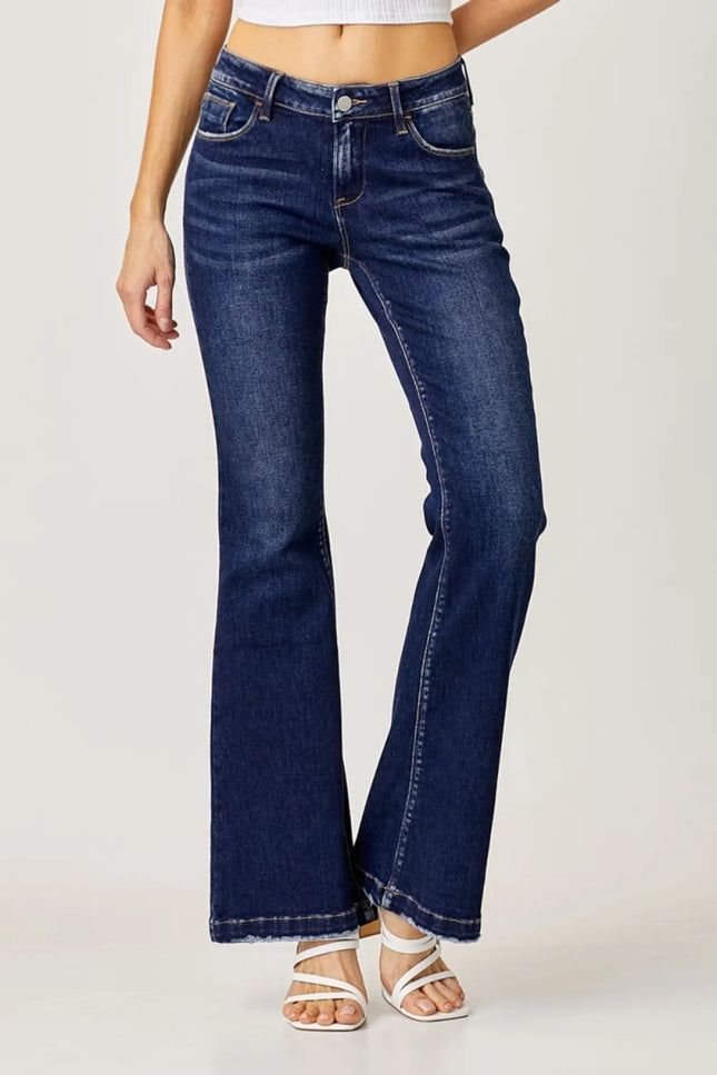 RISEN Full Size Low Rise Flare Jeans - THE AMERICAN BLUE
