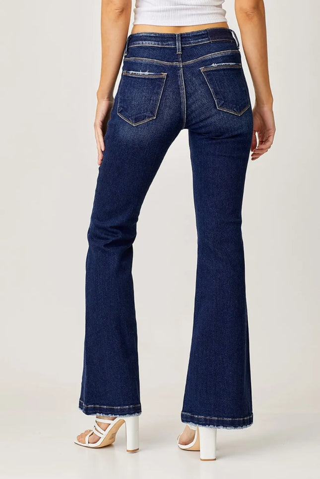RISEN Full Size Low Rise Flare Jeans - THE AMERICAN BLUE