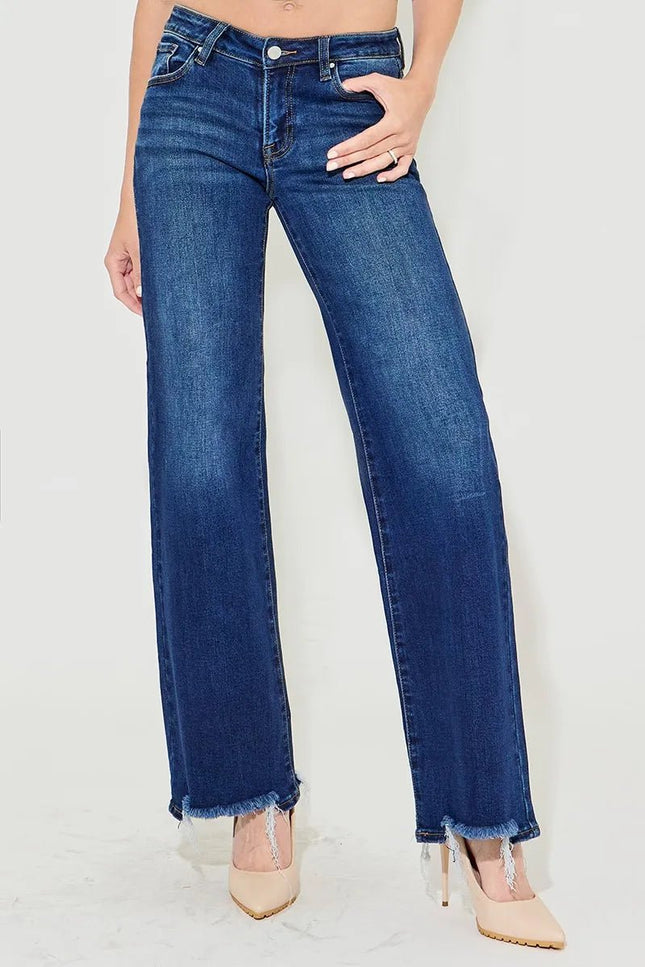 RISEN Full Size Low Rise Wide Leg Jeans Plus Size - THE AMERICAN BLUE