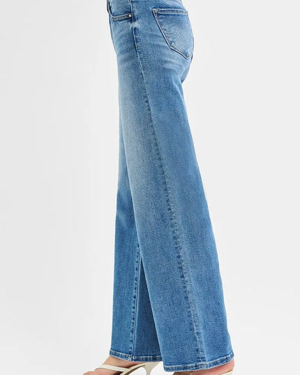 RISEN Full Size Low Rise Wide Leg Jeans Plus Size - THE AMERICAN BLUE