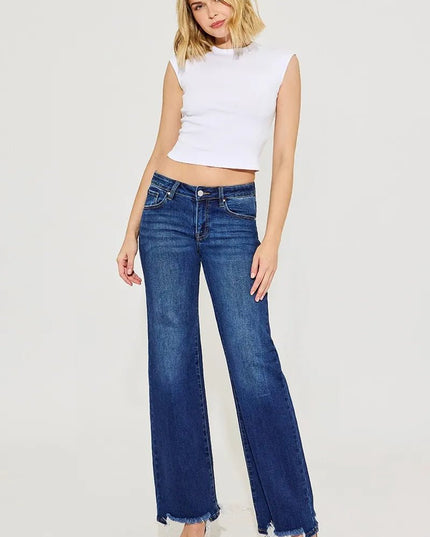 RISEN Full Size Low Rise Wide Leg Jeans Plus Size - THE AMERICAN BLUE
