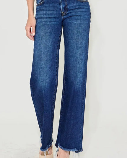 RISEN Full Size Low Rise Wide Leg Jeans Plus Size - THE AMERICAN BLUE
