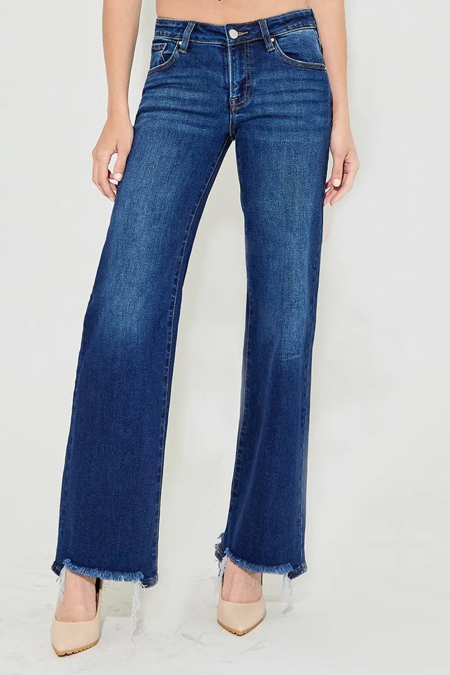 RISEN Full Size Low Rise Wide Leg Jeans Plus Size - THE AMERICAN BLUE