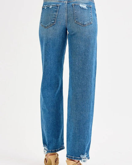 RISEN Full Size Mid Rise Baggy Jeans Plus Size - THE AMERICAN BLUE