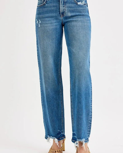 RISEN Full Size Mid Rise Baggy Jeans Plus Size - THE AMERICAN BLUE