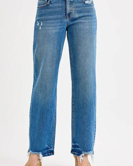 RISEN Full Size Mid Rise Baggy Jeans Plus Size - THE AMERICAN BLUE