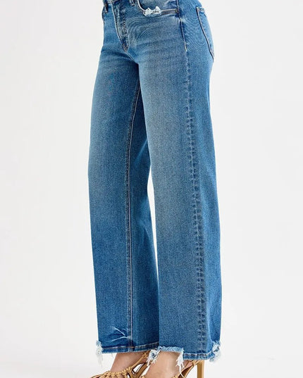 RISEN Full Size Mid Rise Baggy Jeans Plus Size - THE AMERICAN BLUE