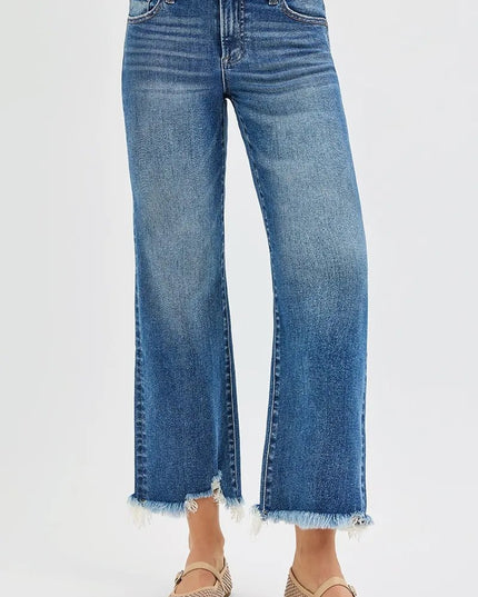 RISEN Full Size Mid Rise Crop Straight Jeans Plus Size - THE AMERICAN BLUE