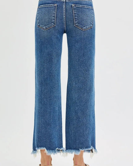 RISEN Full Size Mid Rise Crop Straight Jeans Plus Size - THE AMERICAN BLUE