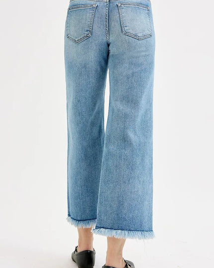 RISEN Full Size Mid Rise Crop Wide Leg Jeans Plus Size - THE AMERICAN BLUE