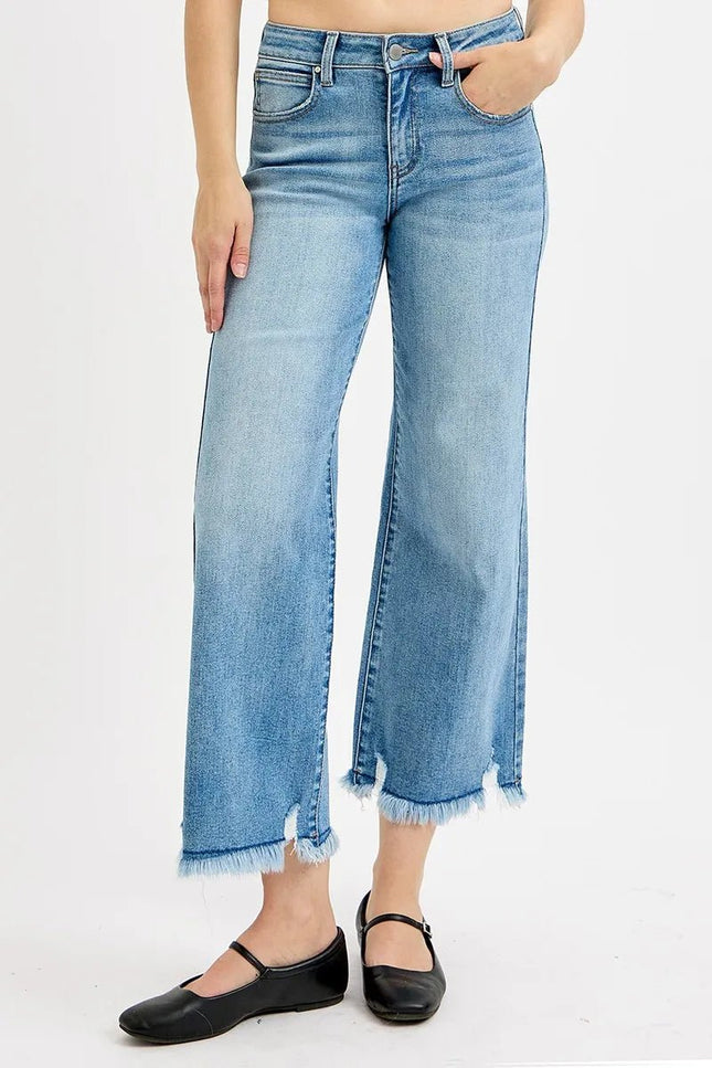 RISEN Full Size Mid Rise Crop Wide Leg Jeans Plus Size - THE AMERICAN BLUE