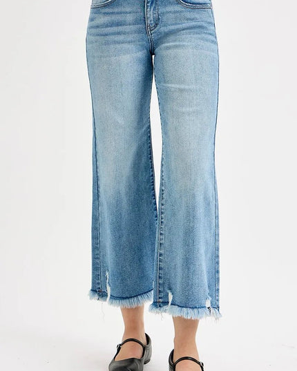 RISEN Full Size Mid Rise Crop Wide Leg Jeans Plus Size - THE AMERICAN BLUE