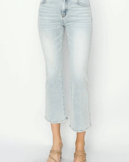 RISEN Full Size Mid Rise Cropped Flare Jeans - THE AMERICAN BLUE