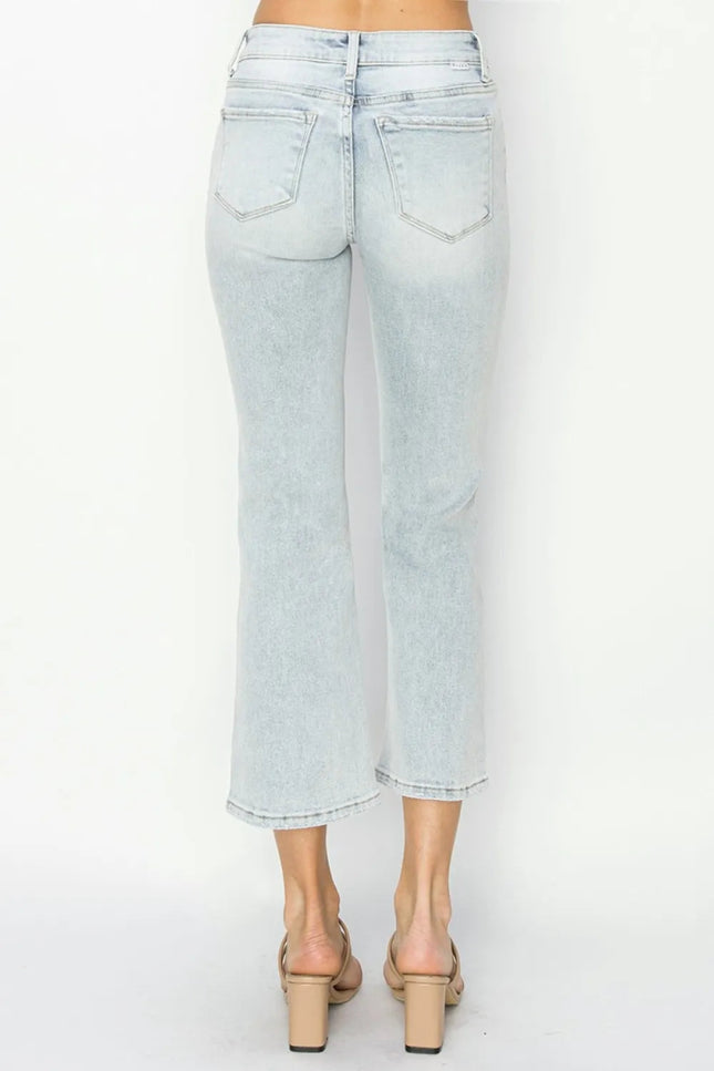 RISEN Full Size Mid Rise Cropped Flare Jeans - THE AMERICAN BLUE