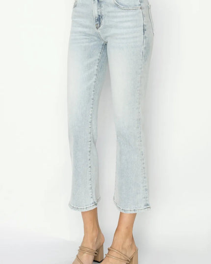 RISEN Full Size Mid Rise Cropped Flare Jeans - THE AMERICAN BLUE
