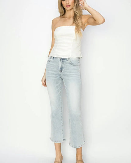 RISEN Full Size Mid Rise Cropped Flare Jeans - THE AMERICAN BLUE