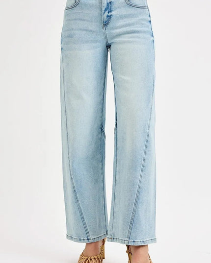 RISEN Full Size Mid Rise Fit Barrel Jeans Plus Size - THE AMERICAN BLUE