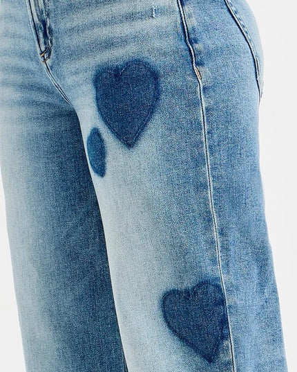 RISEN Full Size Mid Rise Fit - boyfriend Heart Shade Jeans Plus Size - THE AMERICAN BLUE