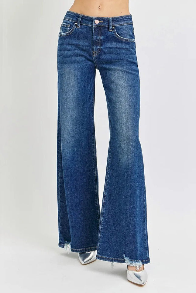 RISEN Full Size Mid Rise Wide Jeans Plus Size - THE AMERICAN BLUE