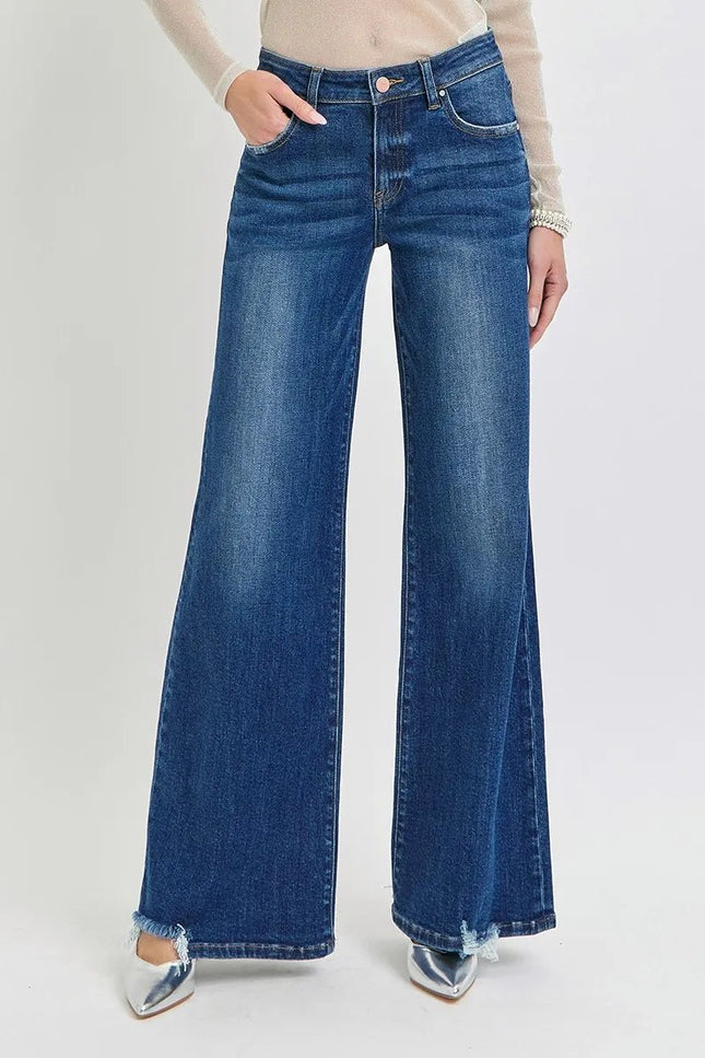 RISEN Full Size Mid Rise Wide Jeans Plus Size - THE AMERICAN BLUE