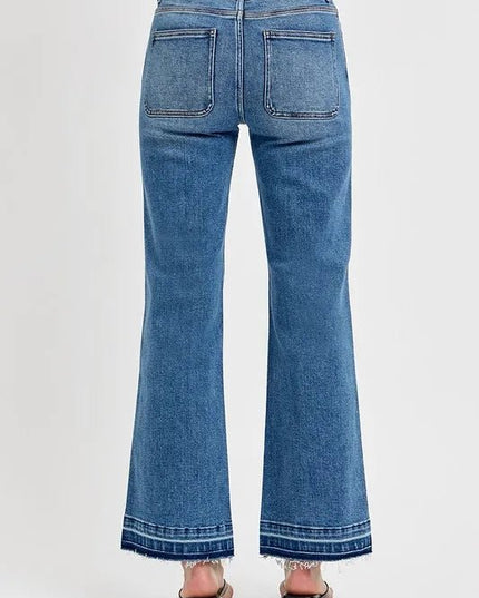 RISEN Full Size Raw Hem Ankle Bootcut Jeans Plus Size - THE AMERICAN BLUE