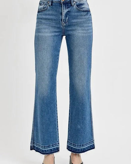 RISEN Full Size Raw Hem Ankle Bootcut Jeans Plus Size - THE AMERICAN BLUE
