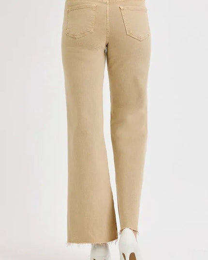 RISEN Full Size Raw Hem Wide Leg Jeans Plus Size - THE AMERICAN BLUE