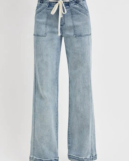 RISEN Full Size Straight Leg Jeans with Pockets Plus Size - THE AMERICAN BLUE