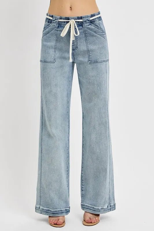 RISEN Full Size Straight Leg Jeans with Pockets Plus Size - THE AMERICAN BLUE