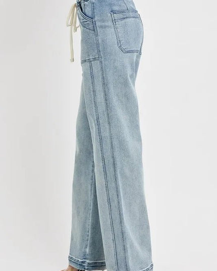 RISEN Full Size Straight Leg Jeans with Pockets Plus Size - THE AMERICAN BLUE