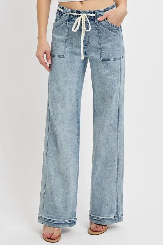 RISEN Full Size Straight Leg Jeans with Pockets Plus Size - THE AMERICAN BLUE