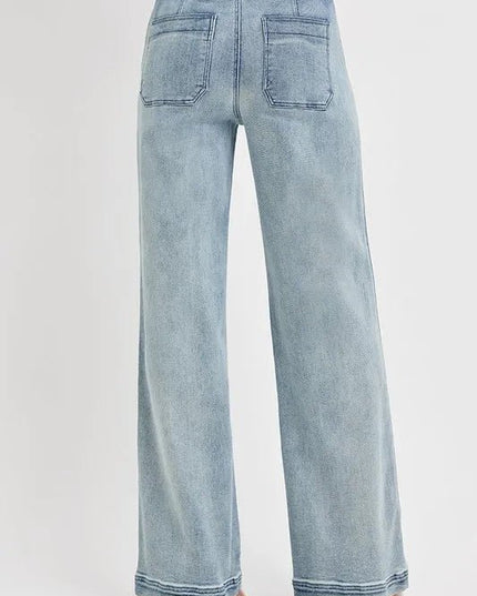 RISEN Full Size Straight Leg Jeans with Pockets Plus Size - THE AMERICAN BLUE