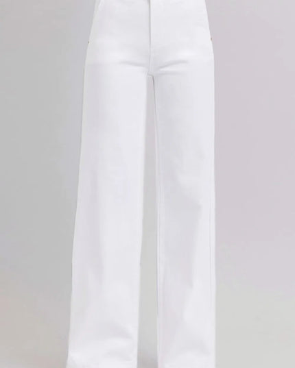 RISEN Full Size Tummy Control Double Button Wide Leg Jeans - THE AMERICAN BLUE