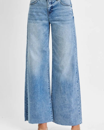 RISEN Full Size Tummy Control High Rise Ankle Palazzo Jeans Plus Size - THE AMERICAN BLUE