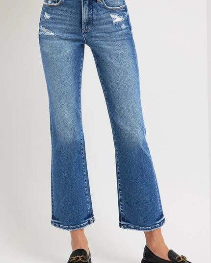 RISEN Full Size Tummy Control High Rise Crop Bootcut Jeans - THE AMERICAN BLUE
