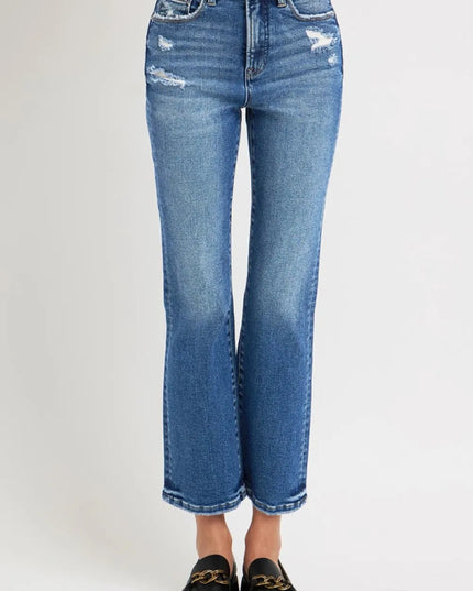 RISEN Full Size Tummy Control High Rise Crop Bootcut Jeans - THE AMERICAN BLUE
