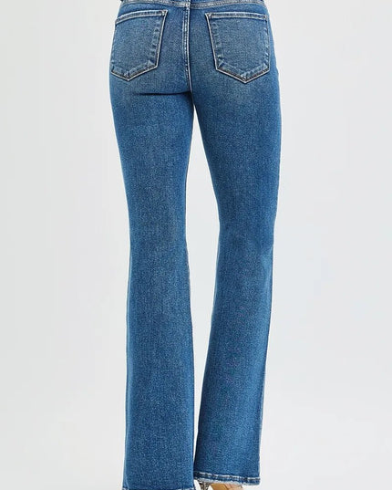 RISEN Full Size Tummy Control High Rise Flare Jeans Plus Size - THE AMERICAN BLUE