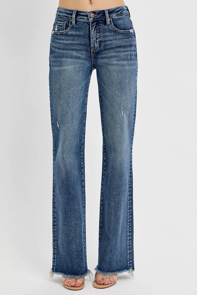 RISEN Full Size Tummy Control High Rise Long Straight Jeans Plus Size - THE AMERICAN BLUE