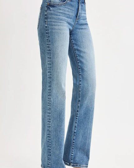 RISEN Full Size Tummy Control High Rise Straight Jeans Plus Size - THE AMERICAN BLUE