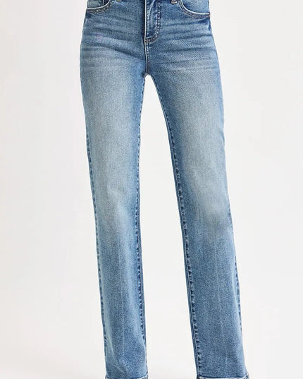 RISEN Full Size Tummy Control High Rise Straight Jeans Plus Size - THE AMERICAN BLUE
