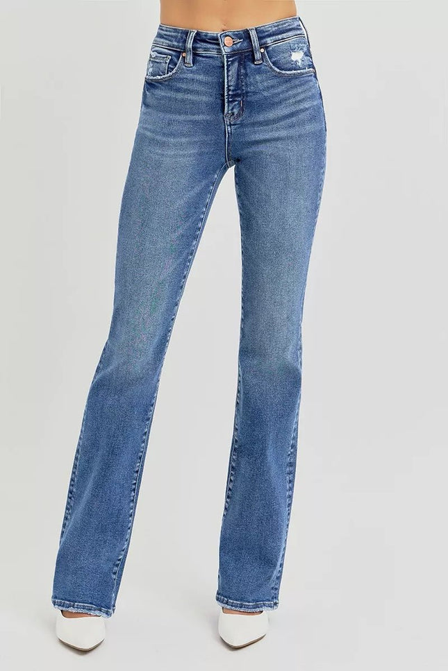 RISEN Full Size Tummy Control High Rise Straight Jeans Plus Size - THE AMERICAN BLUE