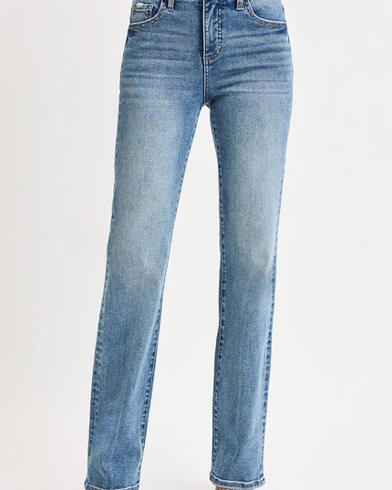 RISEN Full Size Tummy Control High Rise Straight Jeans Plus Size - THE AMERICAN BLUE