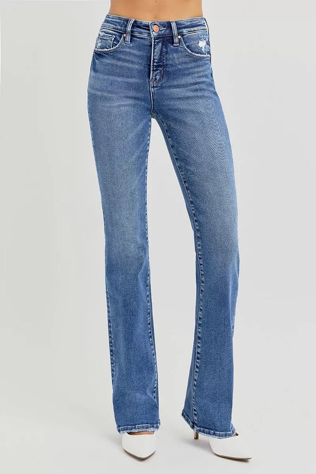 RISEN Full Size Tummy Control High Rise Straight Jeans Plus Size - THE AMERICAN BLUE