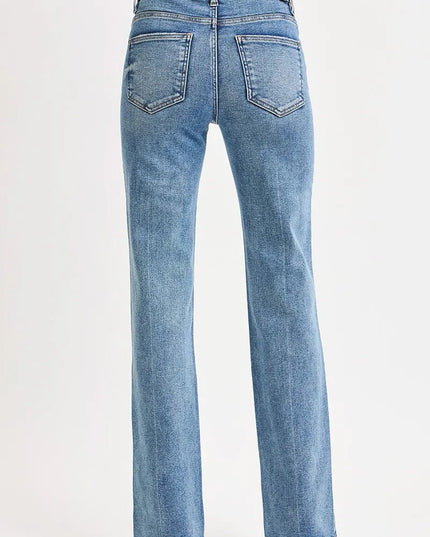 RISEN Full Size Tummy Control High Rise Straight Jeans Plus Size - THE AMERICAN BLUE