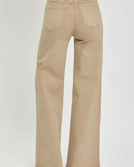 RISEN Full Size Tummy Control High Rise Wide Leg Jeans Plus Size - THE AMERICAN BLUE